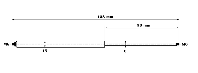Gasdruckfeder 6/15-50-128-M6-M6 bis 400N