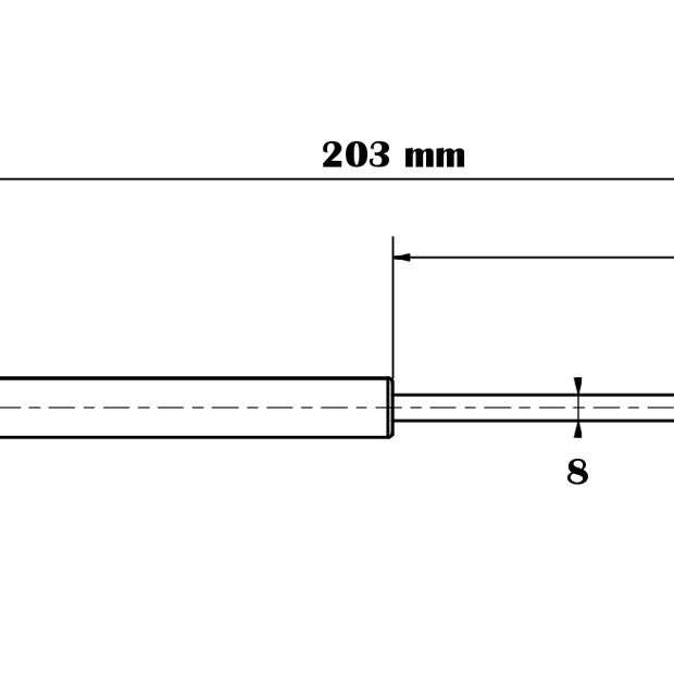 Gasdruckfeder 8/19-75-203-M6-M6 bis 800N
