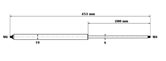 Gasdruckfeder 8/19-200-453-M6-M6 bis 800N