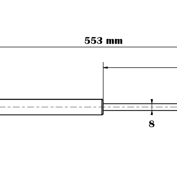 Gasdruckfeder 8/19-250-553-M6-M6 bis 800N