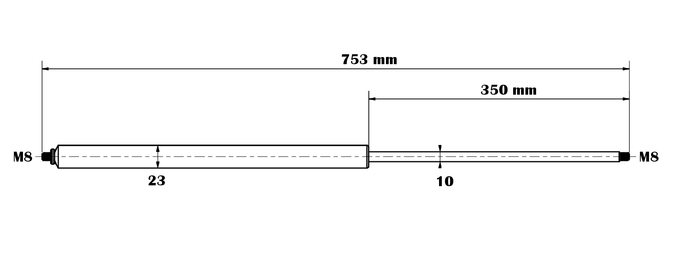 Gasdruckfeder 10/23-350-753-M8-M8 bis 1200N