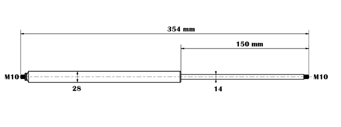 Gas Spring 14/28-150-354-M10-M10 up to 2800N