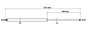 Gasdruckfeder 14/28-300-654-M10-M10 bis 2800N